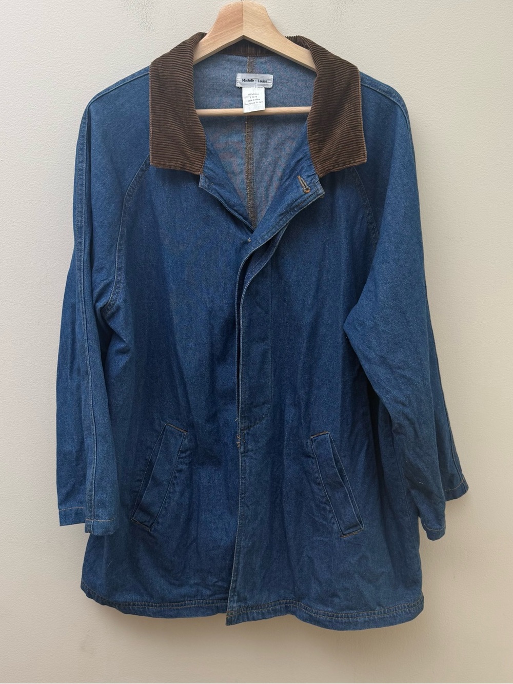 Michelle - Louise Blue Denim Jacket with Brown Corduroy Collar